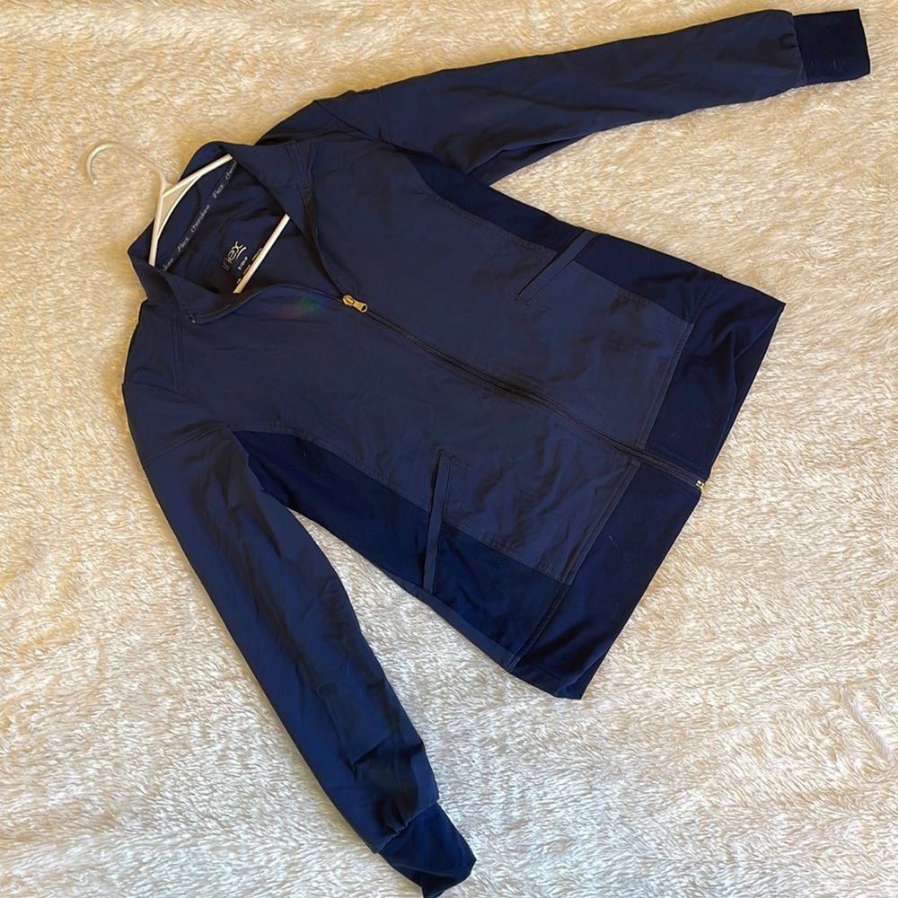 Navy blue scrub jacket